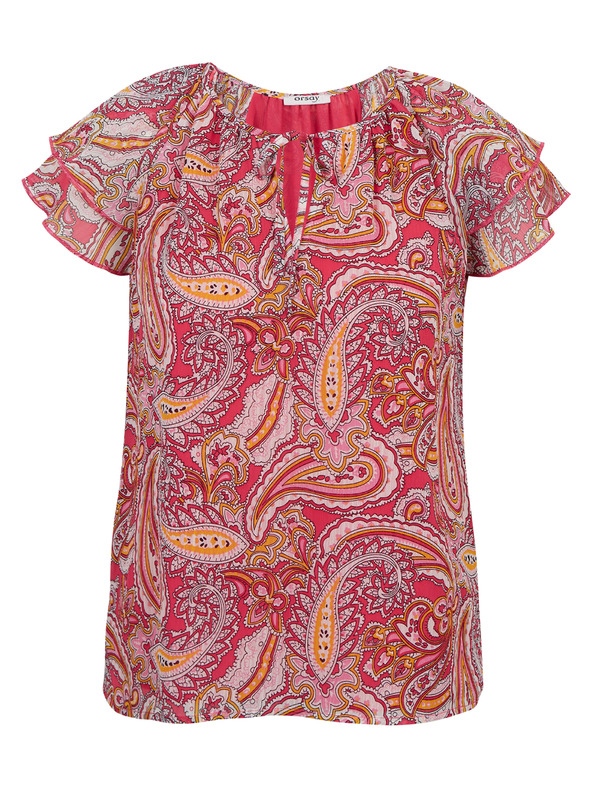 Orsay Rot und rosa gemusterte Damenbluse ORSAY