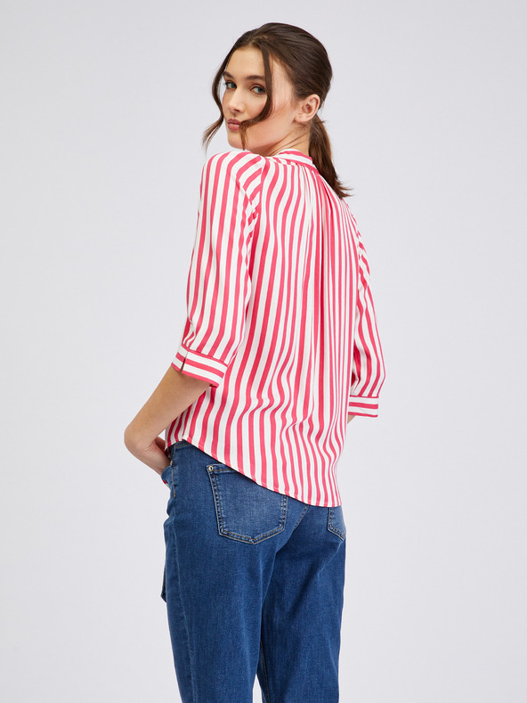 Orsay Weiß und rosa gestreifte Damenbluse ORSAY