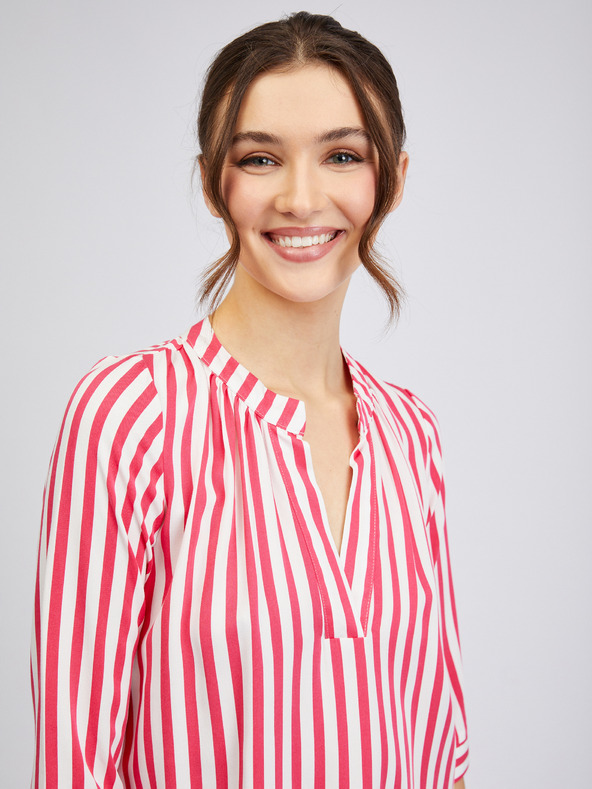 Orsay Weiß und rosa gestreifte Damenbluse ORSAY