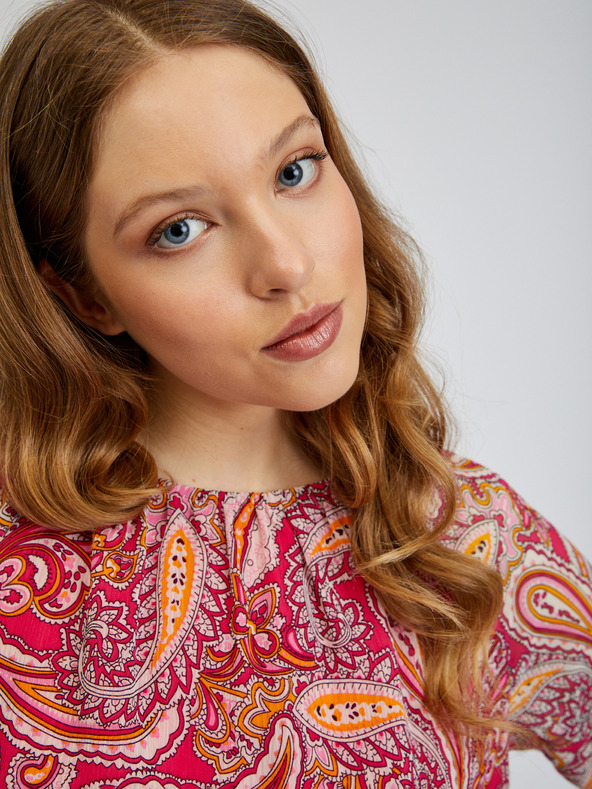 Orsay Rot und rosa gemusterte Damenbluse ORSAY