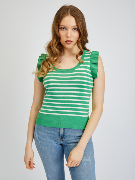 Orsay Weiß-grün gestreiftes Damen-T-Shirt ORSAY