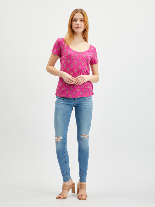 Orsay Dunkelrosa gemustertes Damen-T-Shirt ORSAY