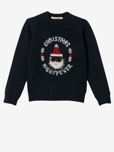 CAMAIEU Dunkelblauer Mädchen-Pullover mit Weihnachtsmotiv CAMAIEU