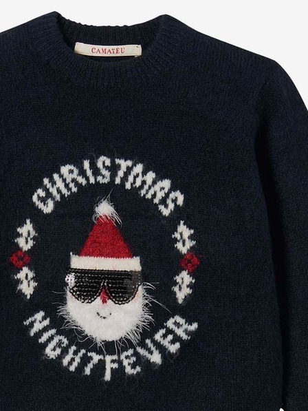CAMAIEU Dunkelblauer Mädchen-Pullover mit Weihnachtsmotiv CAMAIEU