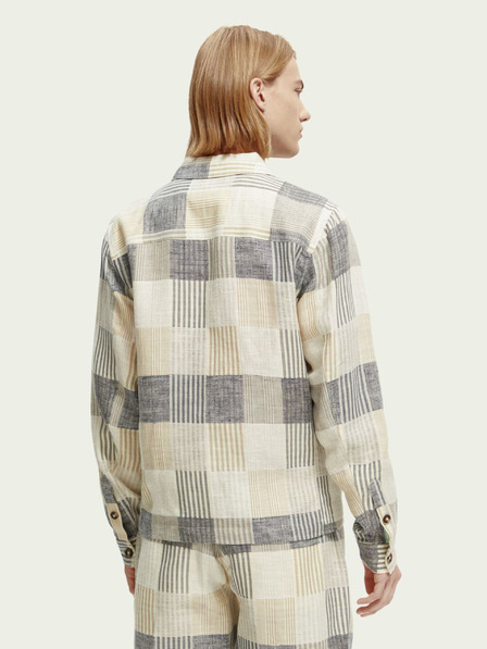 Scotch & Soda Scotch & Soda graues und cremefarbenes Leinen-Karohemd für Herren
