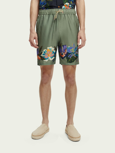 Scotch & Soda Dunkelgrün gemusterte Herren-Shorts Scotch & Soda