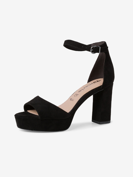 Tamaris Schwarze Wildleder-Sandalen mit Absatz Tamaris