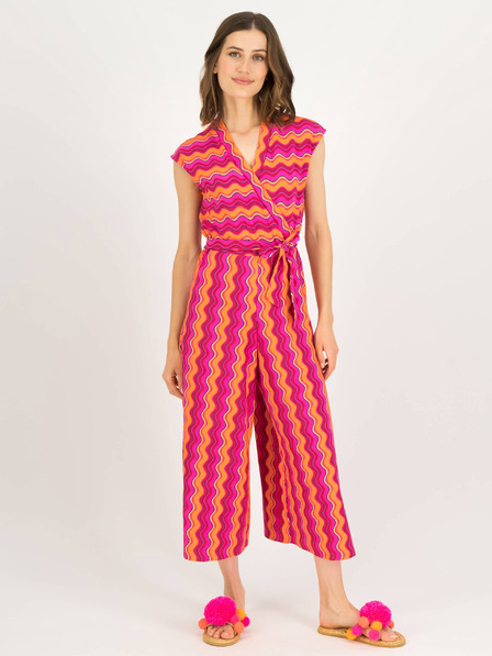 Blutsgeschwister Orange und Rosa Gemusterter Damen Jumpsuit Blutsgeschwister