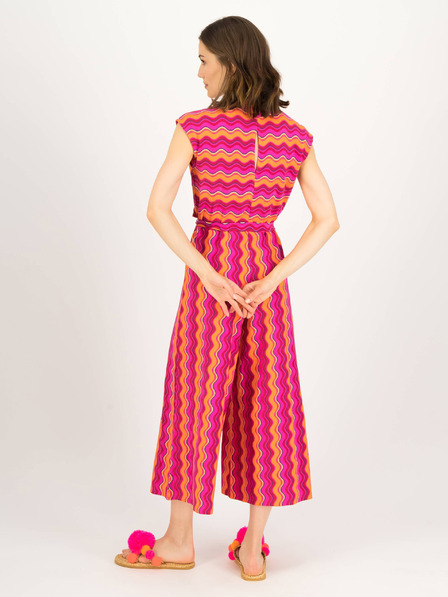 Blutsgeschwister Orange und Rosa Gemusterter Damen Jumpsuit Blutsgeschwister