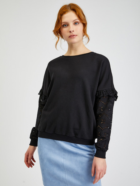 Orsay Schwarzer Damenpullover mit dekorativen Ärmeln ORSAY
