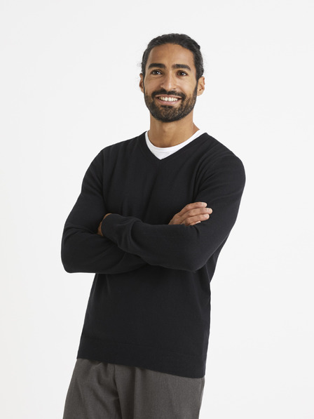Celio Schwarzer Celio Veviflex-Pullover
