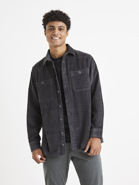 Celio Dunkelgraues Kordhemd Celio Vavelour