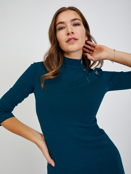 Orsay Dunkelblaues Damen-Pulloverkleid mit Zierknöpfen ORSAY