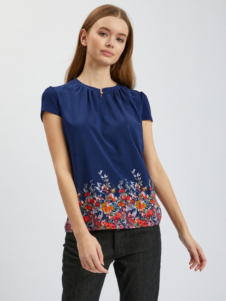 Orsay Dunkelblaue Bluse mit Blumenmuster ORSAY