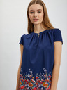 Orsay Dunkelblaue Bluse mit Blumenmuster ORSAY