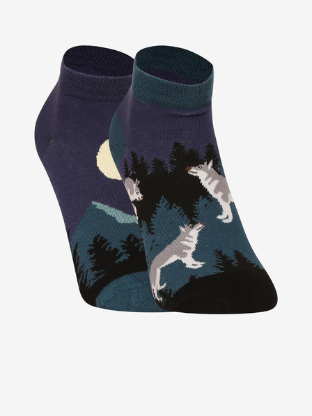 Dedoles Schwarze und blaue Unisex-Socken Dedoles Vollmondwolf