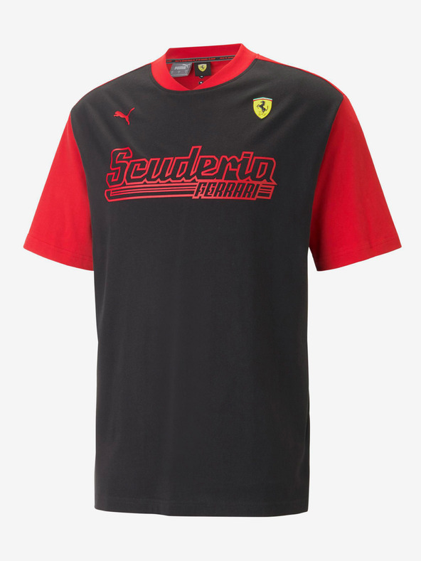 Puma Rotes und schwarzes Herren Puma Ferrari Race Statement T-Shirt