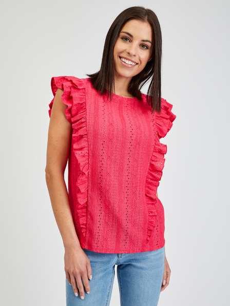 Orsay Dunkelrosa Damen Rüschen-T-Shirt ORSAY