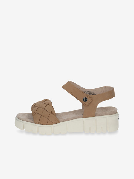 Caprice Beige-weiße Damen-Plateausandalen aus Leder von Caprice