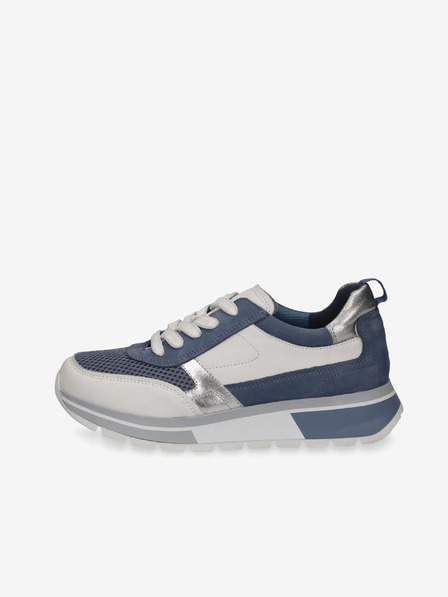 Caprice Weiße und blaue Damen-Sneakers mit Wildlederdetails Caprice
