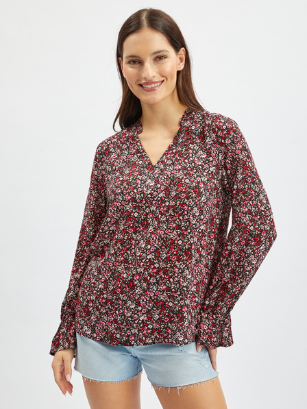 Orsay Burgunderfarbene Damenbluse mit Blumenmuster ORSAY