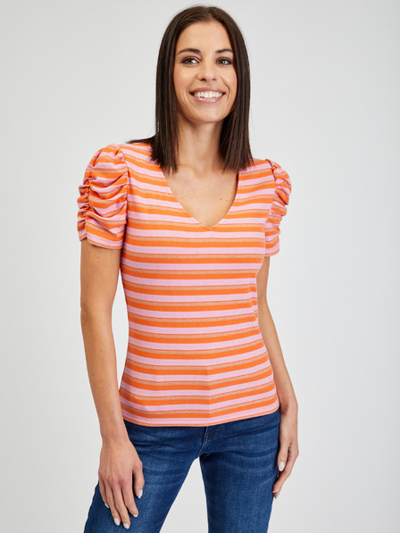 Orsay Rosa und orange gestreiftes Damen-T-Shirt ORSAY