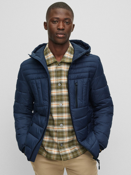 BOSS Dunkelblaue leichte Herren-Steppjacke mit Kapuze Hugo Boss