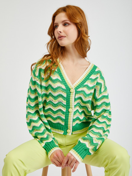 Orsay Grün gestreifte Damen-Strickjacke ORSAY