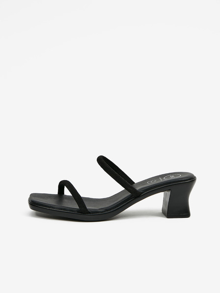 Ojju Schwarze Damen Lederslipper mit Absatz OJJU