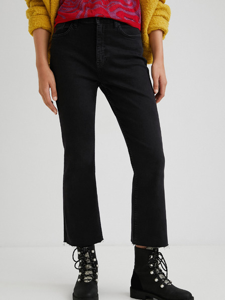 Desigual Schwarze Desigual Selva Bootcut-Jeans für Damen mit verkürztem Schnitt