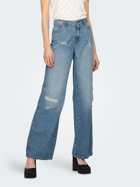 ONLY Blaue Damenjeans mit weitem Bein ONLY Chris