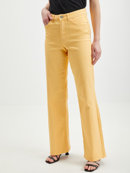 Pieces Gelbe Damenjeans mit weitem Bein Pieces Peggy