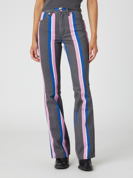 Wrangler Wrangler Heritage rosa und grau gestreifte Damenjeans mit ausgestellter Passform