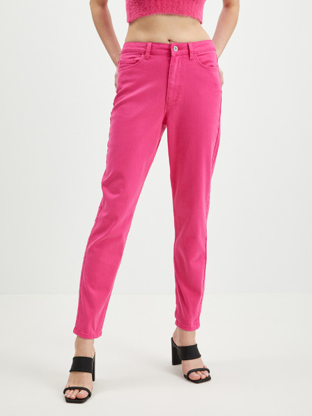 Pieces Dunkelrosa Damen Cropped Mom Fit Jeans Pieces Kesia