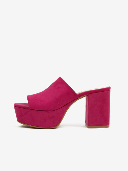 Ojju Dunkelrosa Damen-Wildleder-Slipper mit Absatz OJJU
