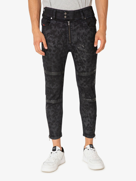 Diesel Diesel Shibuia Schwarz Gemusterte Herren Cropped Slim Fit Jeans