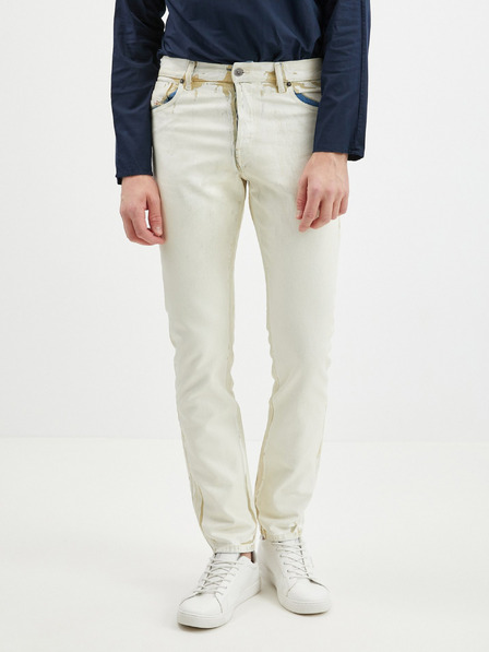 Diesel Weiße Slim-Fit-Jeans für Herren mit dekorativem Diesel-Detail