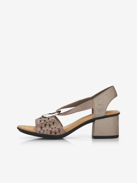 Rieker Beige Damen Ledersandalen mit Absatz Rieker