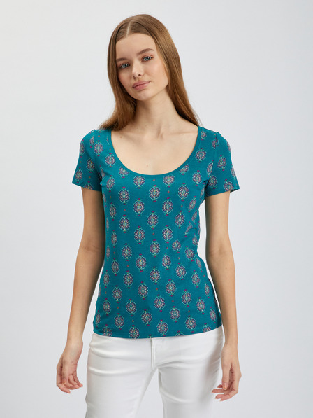 Orsay Petrolfarbenes gemustertes Damen-T-Shirt ORSAY