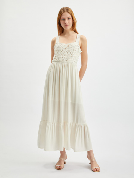 Orsay Cremefarbenes Damen-Maxikleid ORSAY