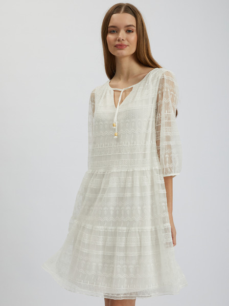 Orsay Weißes Damenkleid mit Spitze ORSAY