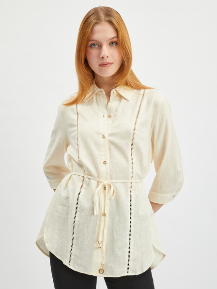 Orsay Cremefarbene Damen-Leinenbluse ORSAY