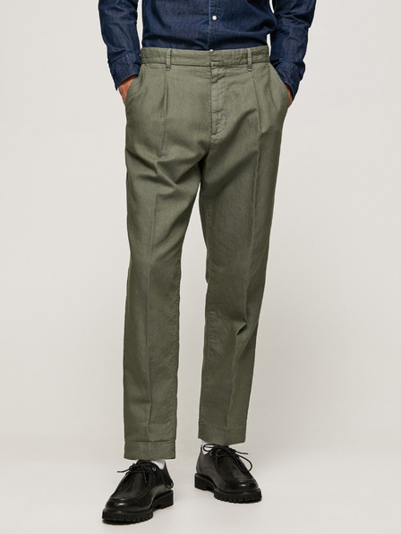 Pepe Jeans Khakifarbene Herrenhose mit Leinenanteil Pepe Jeans