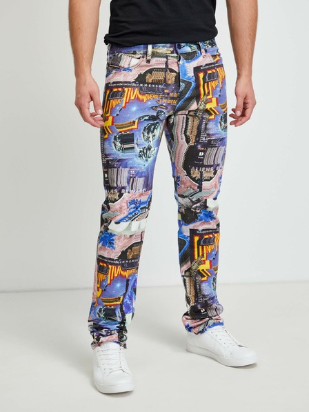 Diesel Braun und blau gemusterte Herrenjeans Diesel Kras Straight Fit