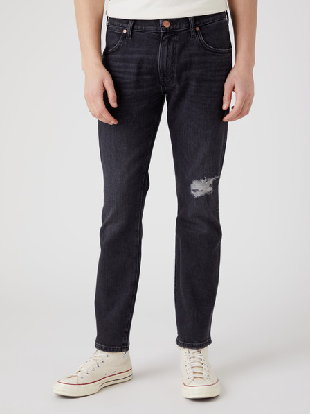 Wrangler Schwarze Herren Jeans Wrangler Straight Fit Ripped