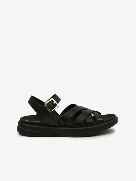 Geox Schwarze Damen Ledersandalen Geox