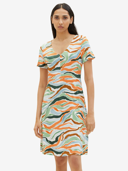 Tom Tailor Orange und grün gemustertes Damenkleid Tom Tailor
