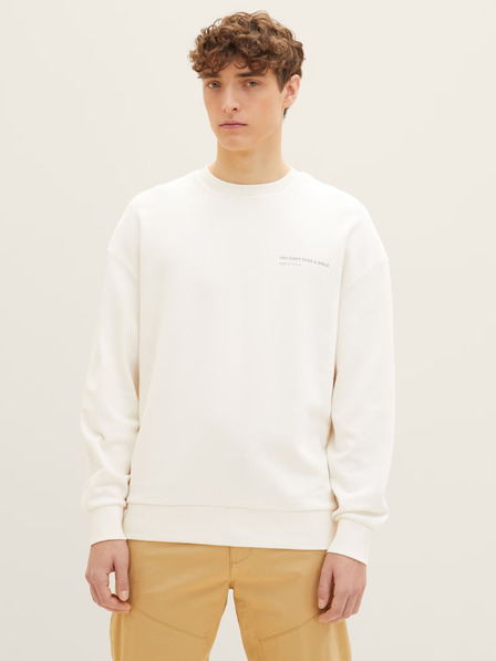 Tom Tailor Denim Cremefarbenes Tom Tailor Denim Sweatshirt für Herren mit bedrucktem Rücken
