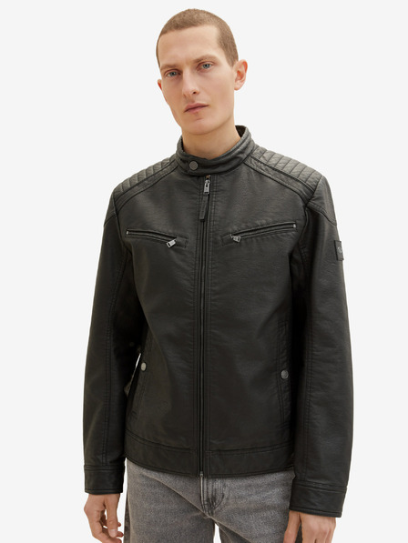 Tom Tailor Schwarze Herren Lederjacke Tom Tailor