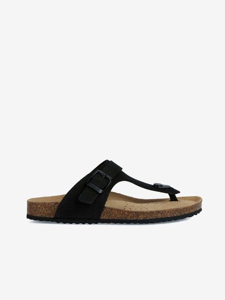Geox Schwarze Damen Leder Flip Flops Geox